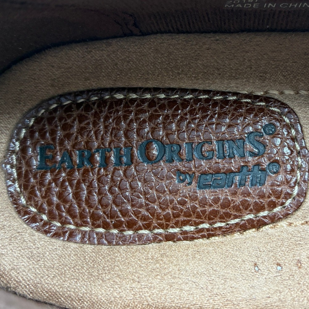 Earth Origins Evelyn Brown Leather Loafers Shoes Womens 9M 2014F Hook Loop Strap - Picture 4 of 16